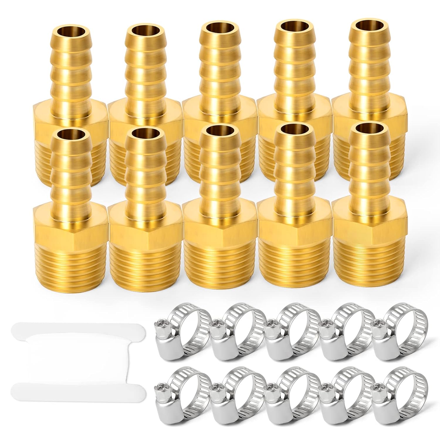Taisher 10PCS Hose Barb Fittings 1/4" Barb x 1/4" MNPT Pipe Adapter Air