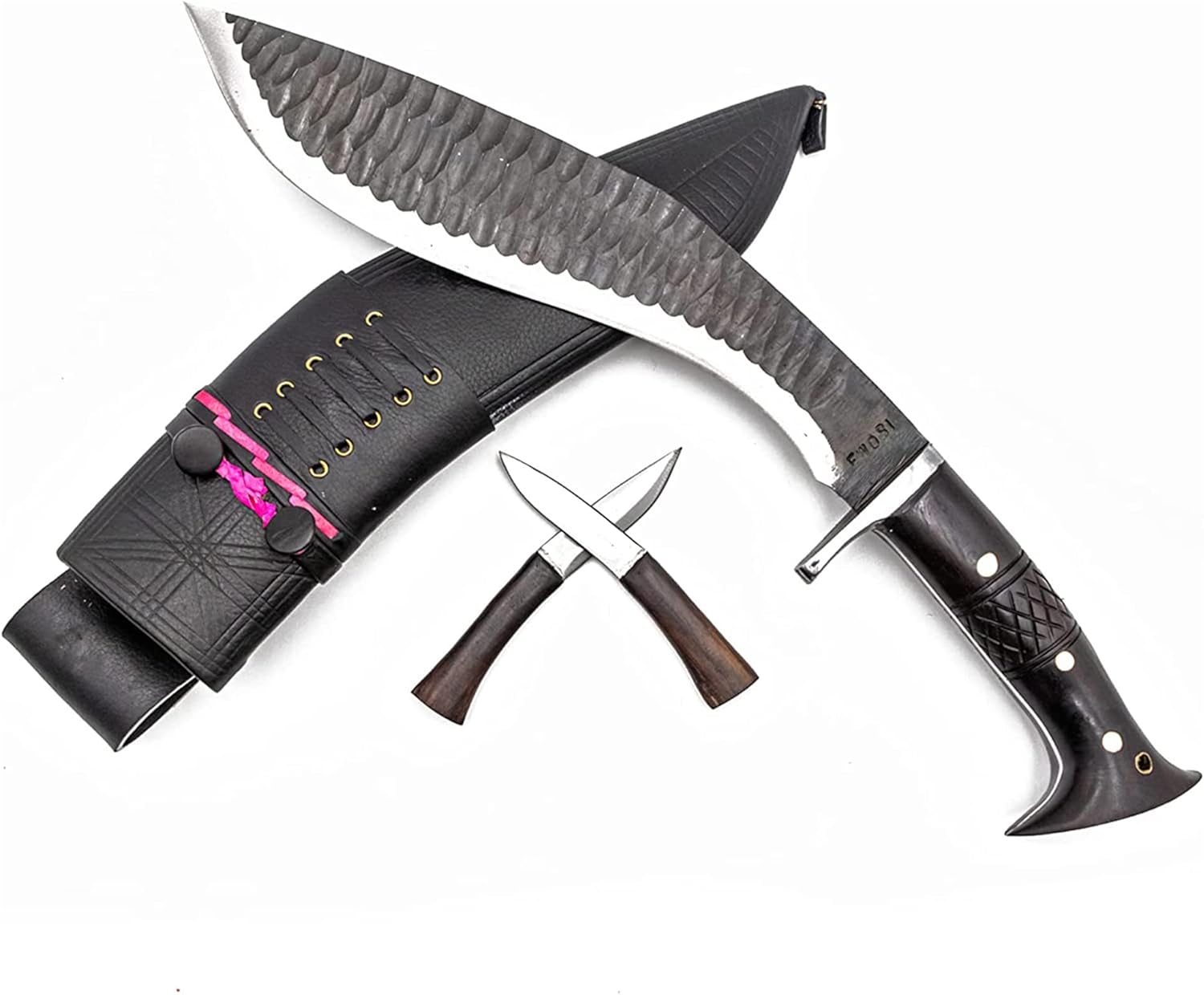 11-Inch Black Gurkha Kukri Knife, Fixed Blade, Military Khukuri, Hunting,Sheath, High Carbon Steel Blade, Hand-forged in Nepal.