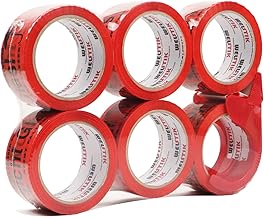 WELSTIK Pack of 6 Rolls Glass Adhesive Tape with Plastic Dispenser for Crumbly Packages 50mm x 66m per Roll