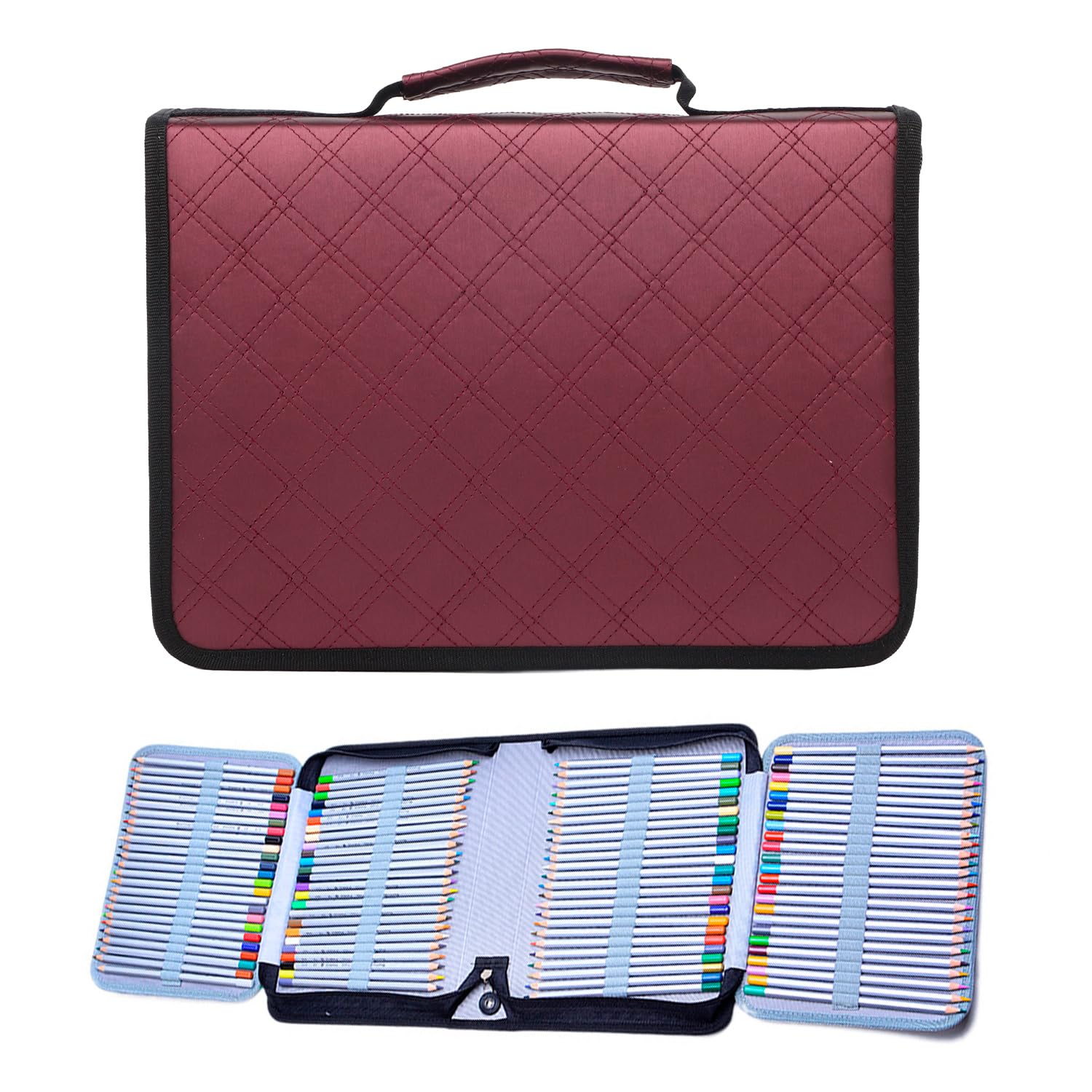 Hapivida Large Capacity Pen Pencil Case, 150 Slots Sketch Art Pencil Bag Portable Multiple Compartment Drawing Pencil Organizer Bag Student Supplies(Purple)