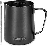 Vista 14 de Jarra para Espumar Leche, Taza Espumadora de Leche de Acero Inoxidable de 20 oz, Jarra de Vapor, Accesorios para Máquina de Café Cappuccino Espresso