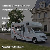 Vista 6 de Sistema de monitoreo de presión de neumáticos B-Qtech RV Solar inalámbrico TPMS de alta luminosidad para remolque, autocaravana (0~199 PSI) con 6