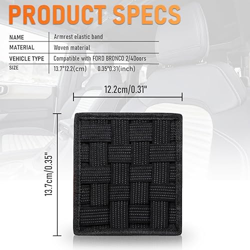 Miniatura 6 de Organizador de consola central de rejilla elástica compatible con accesorios Ford Bronco para 2021 2022 2023, todos los bordes, almacenamiento