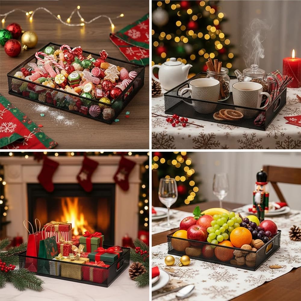 Metal Mesh Desk Organizer Tray, A4 Large Office Storage Box Set, 12.6X 9.1 x 2.8Inches, and Storage Containers for Gift Wrap, and Crafts - Image 6