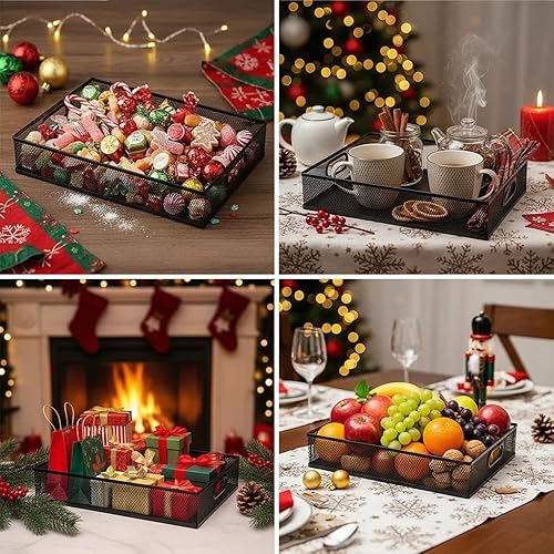 Miniatura 5 de Bandeja organizadora de escritorio de malla metálica, juego de caja de almacenamiento grande A4, 12.6 x 9.1 x 2.8 pulgadas