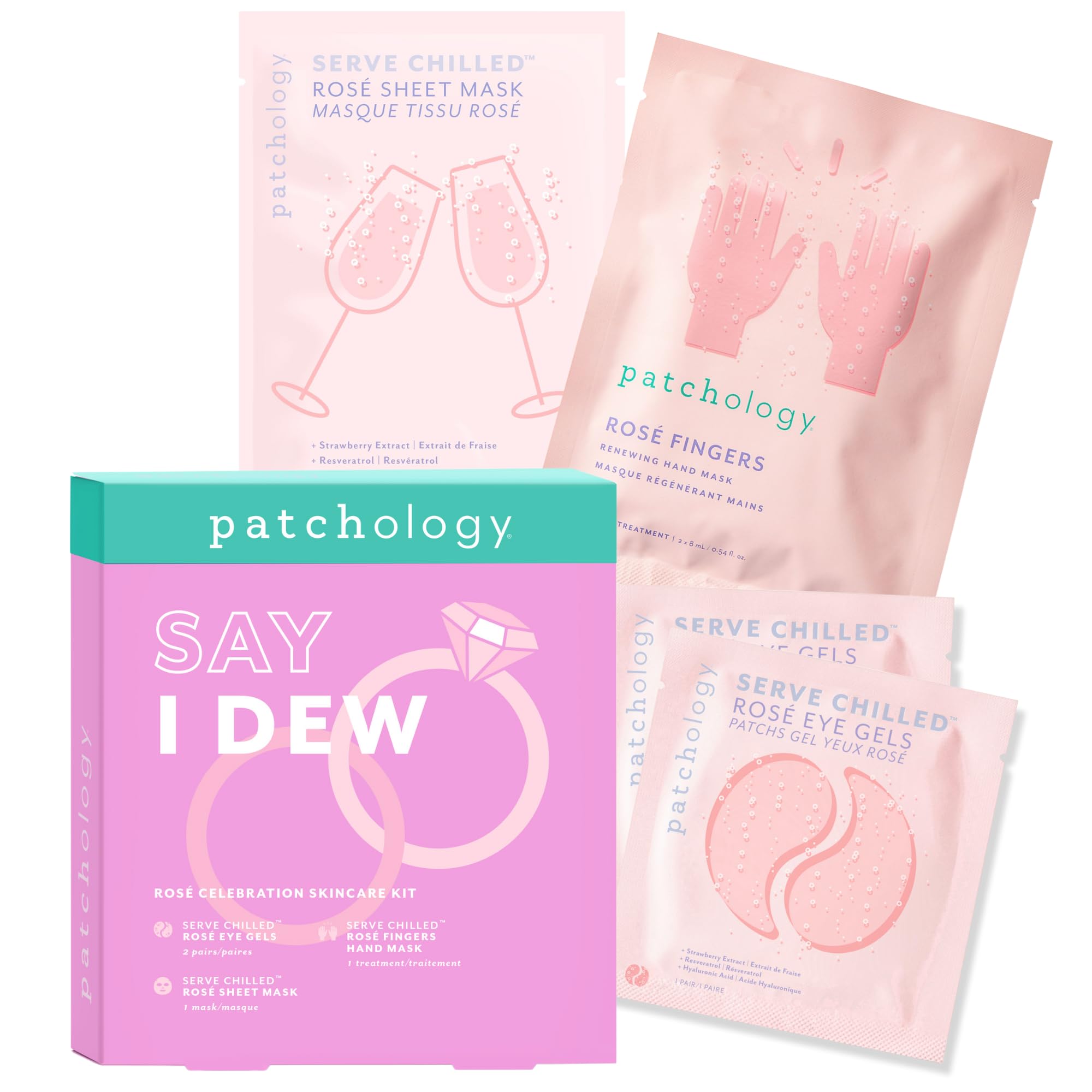 PatchologySay I Dew Hydrating Skincare Kit - Moisturizing Sheet Mask, Hand Mask & Under-Eye Gel Patches with Hyaluronic Acid & Honey for Dry, Dull Skin - Softening Skincare Essentials (3 Piece Set)
