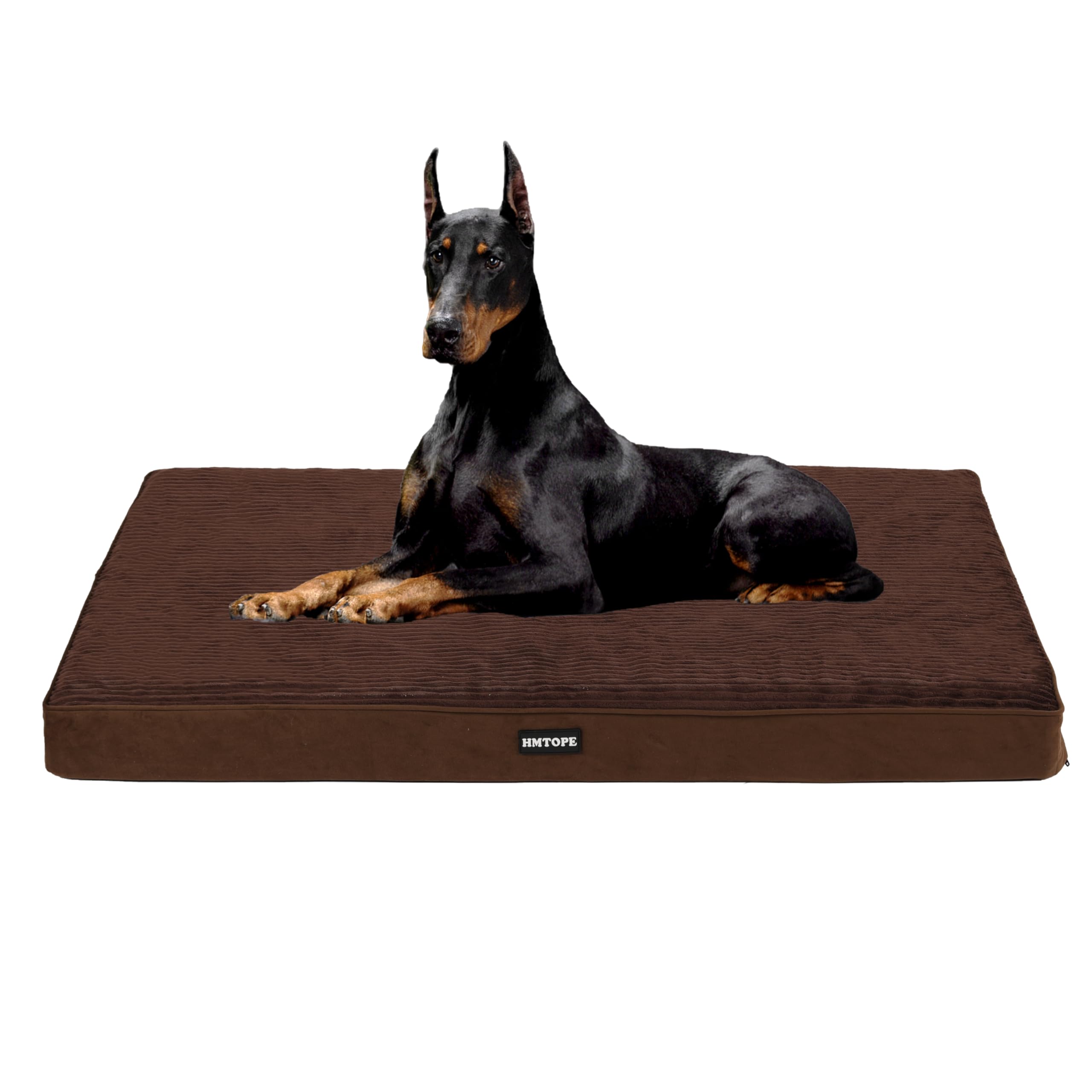 HMTOPE Cama ortopédica para perros, 10 cm de grosor, cojín para perros grandes, extraíble y lavable, parte inferior antideslizante, forro interior impermeable, 120 cm, marrón