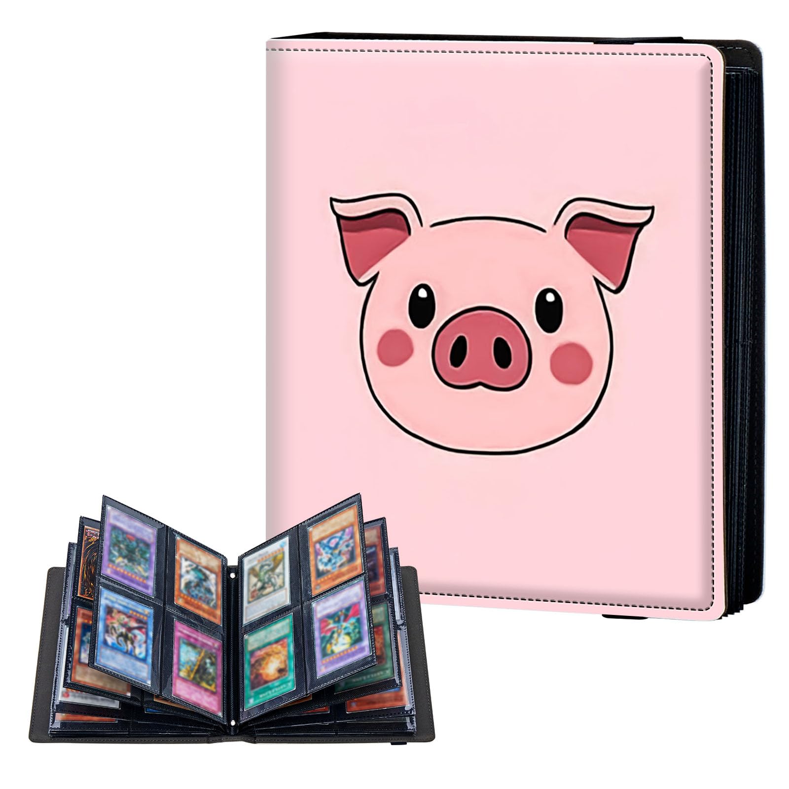 ETLKJVBL 4 Pocket Trading Card Binder, Card Collection Binder for TCG, MTG, Sports Cards, Baseball, Cute Pink Pig Trading Card Book Holder for Collectors, Top Loader Binder — image 1