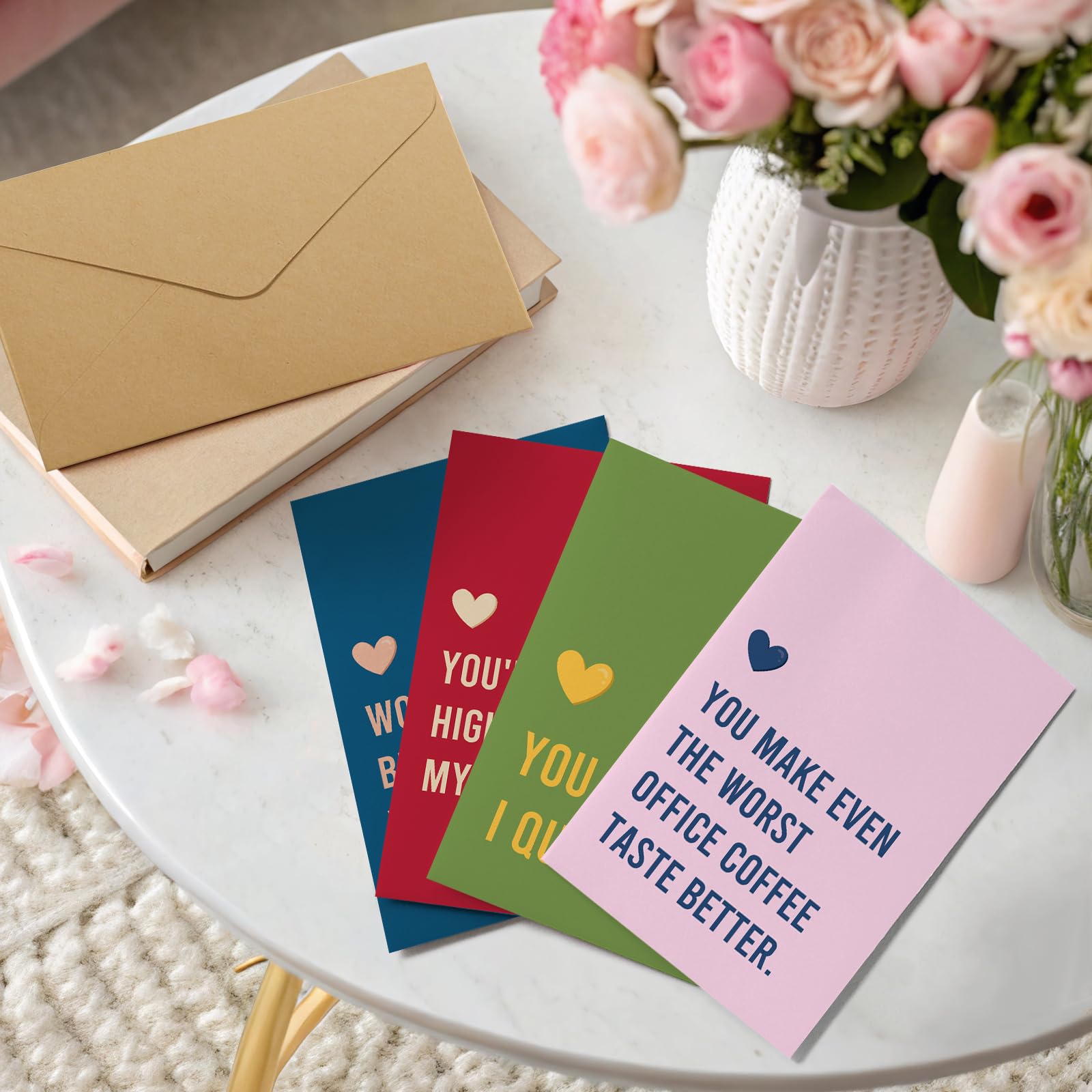 24 Pack Funny Coworker Valentine's Day Cards Bulk, 4x6 IN Office Valentines Cards Set with Envelopes & Stickers, Double-Sided Valentine Card for Coworker, Teammate, Boss, Work Friend & Office Exchange