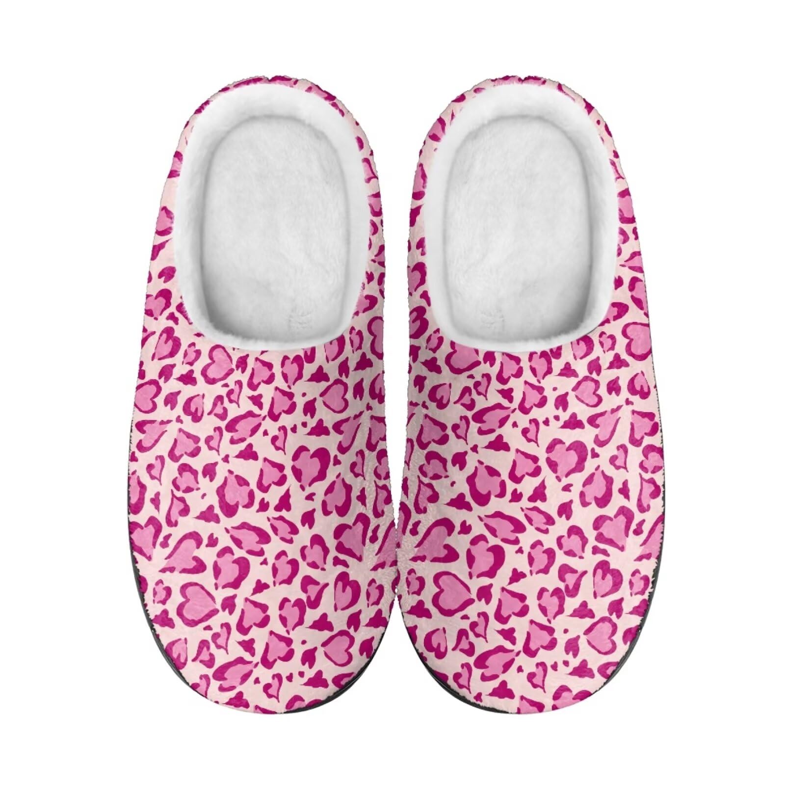 Jeiento Pantuflas de algodón con estampado animal para mujer, informales, suaves, ligeras, Estampado de leopardo rosa, 7.5/8.5 UK Wide
