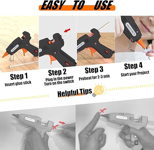 Miniatura 21 de MONVICT Kit de pistola de pegamento caliente, mini pistola de pegamento con estuche de transporte, 20 barras de pegamento de alta calidad, 10 palos