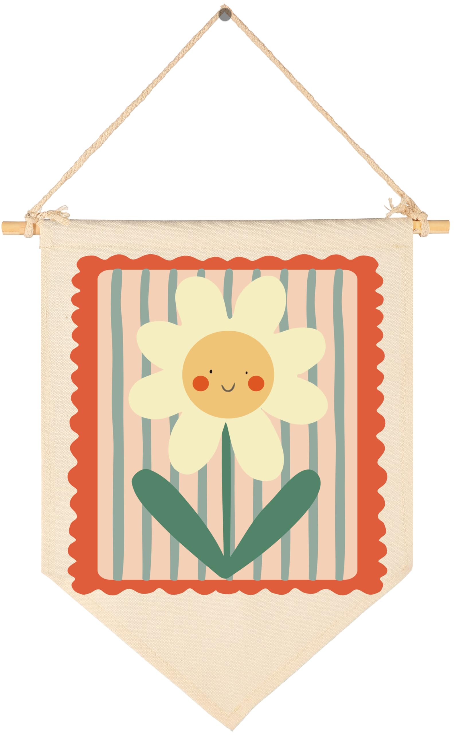 Smiley Flower-Kid's Room Wall Decor Gift for Baby Boys Girls Kids-Canvas Hanging Banner Pennant Wall Decor Gift for Nursery Homeschool Baby Room Playroom Bedroom