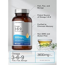 Horbach Triple Omega 3-6-9 240 Softgels | from Fish, Flaxseed, Borage Oils | Non-GMO & Gluten Free