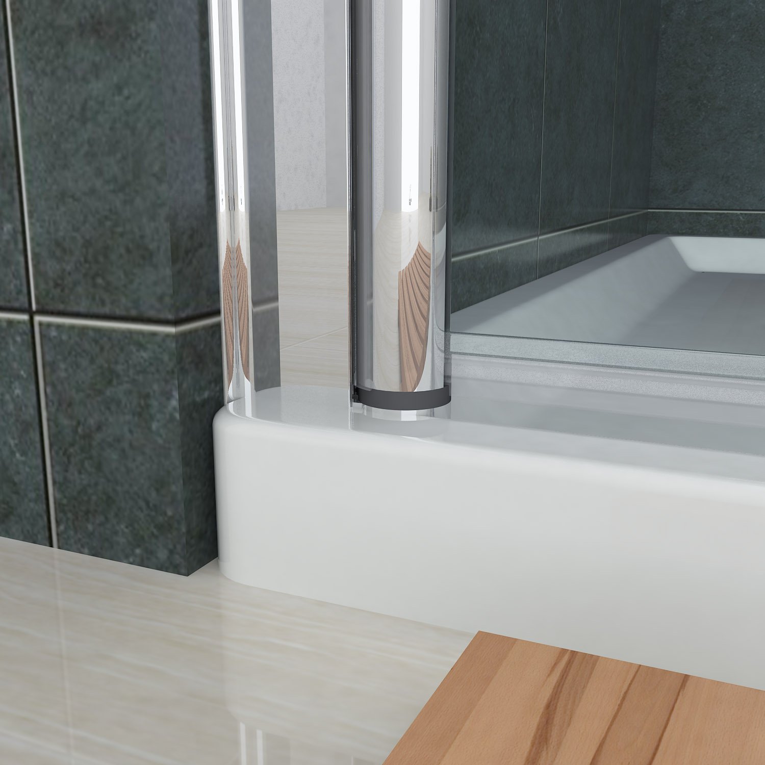 SONNI Duschkabine Duschtür Rahmenlos Nischentür Doppel Pendeltür Duschabtrennung 100x195cm | 5mm ESG Sicherheitsglas