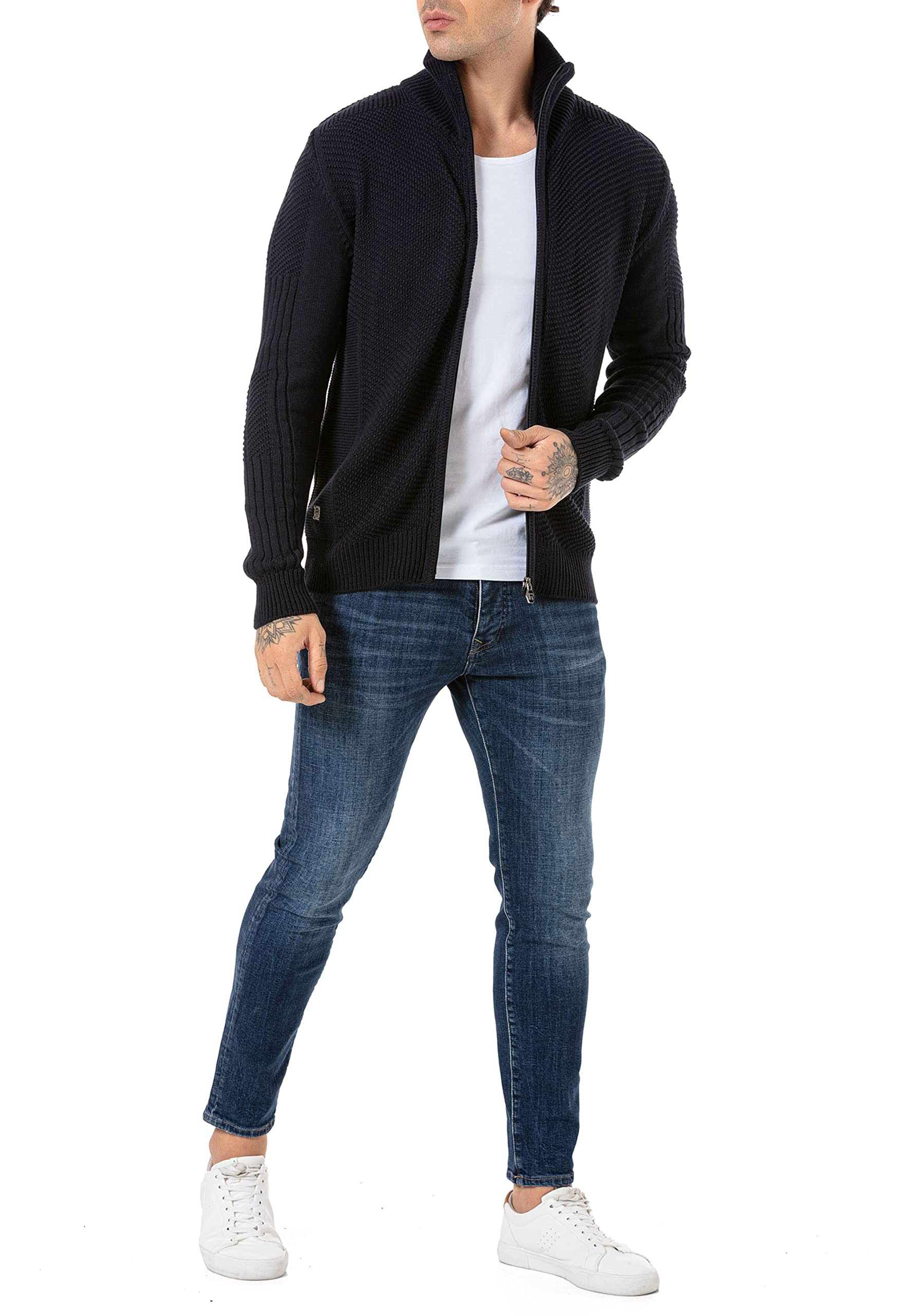 Redbridge Cárdigan Hombre Jersey de Punto Cremallera