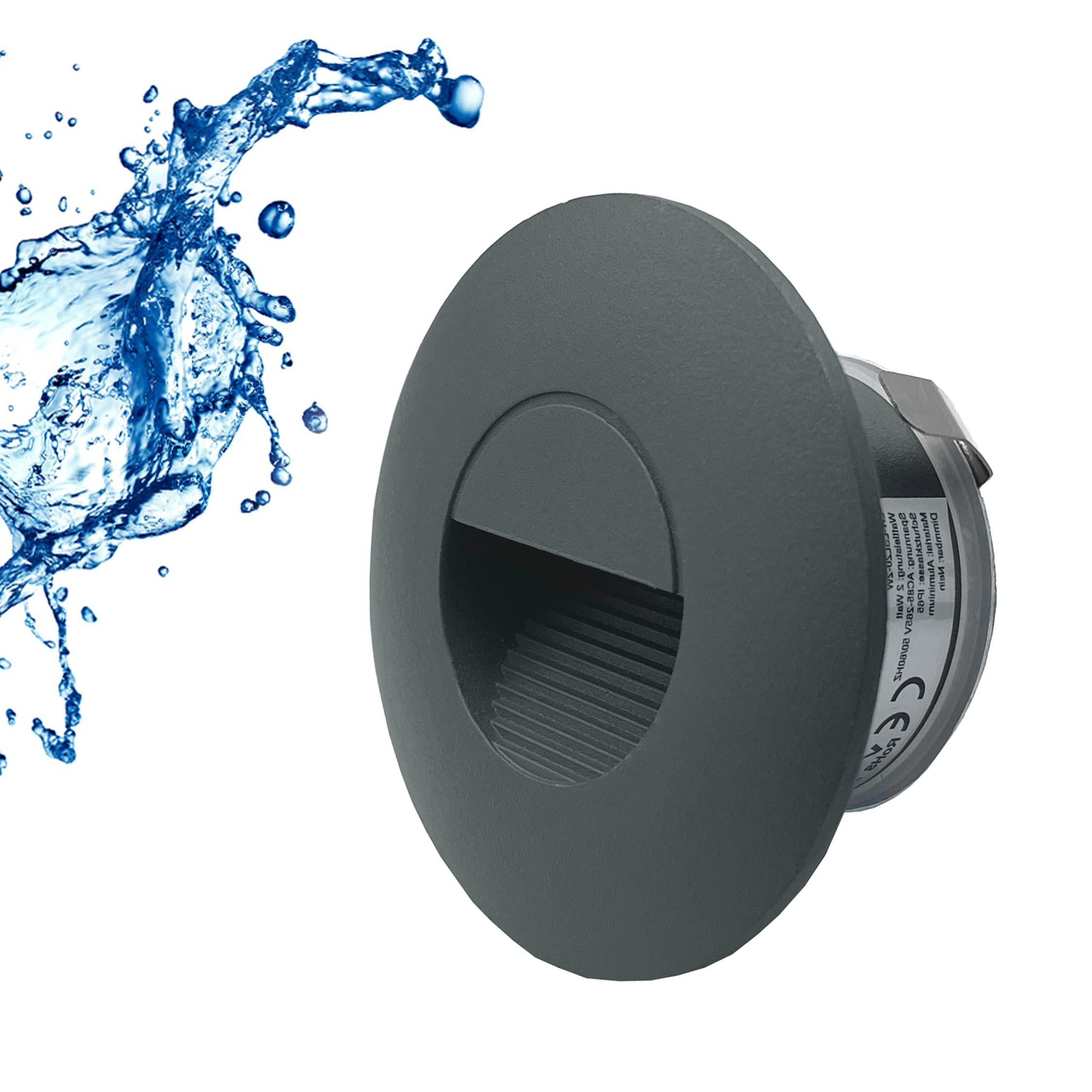 LIGHTWORLD24 LED Treppenbeleuchtung Wand Einbauleuchte GRAU 6er SET | Wandleuchte, Für Unterputzdose, IP65 wasserdicht, Neutral-Weiß 180lm