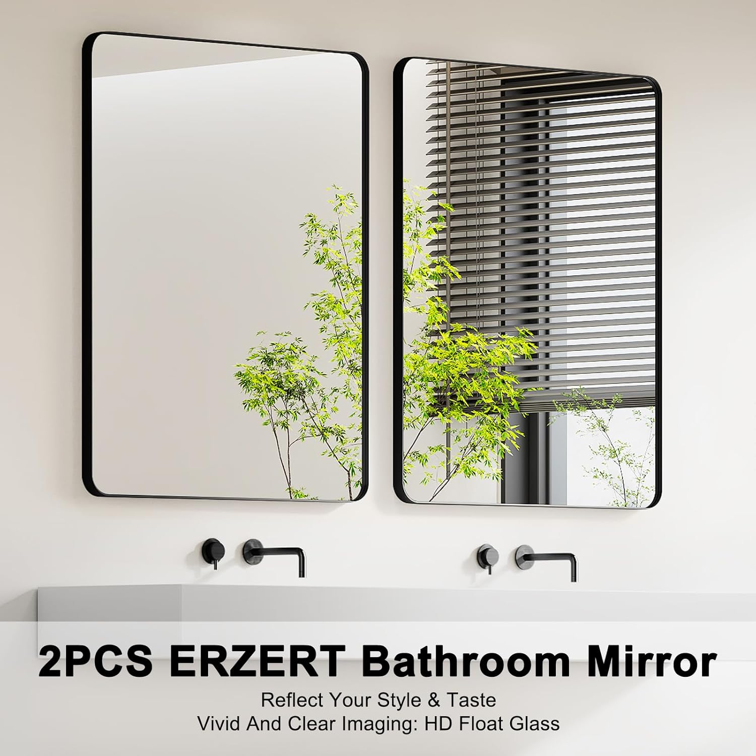 Bathroom Mirrors for Over Sink,2Pcs 24x36Inch Vanity Mirrors for Wall,Black Metal Frame Rectangle Mirrors for Bathroom,Farmhouse,Restroom,Hangs Horizontally or Vertically - Image 7
