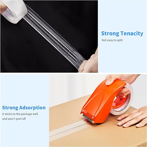 Miniatura 3 de JARLINK Cinta de embalaje transparente (6 rollos), cinta de embalaje resistente para embalaje de envío, sellado en movimiento, más fuerte y más