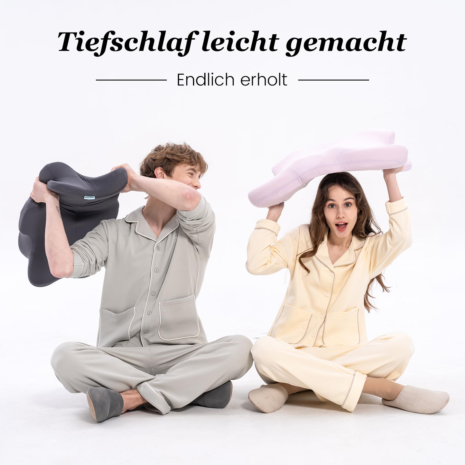 Nackenkissen Kopfkissen, Ergonomisches Memory-Schaum Kissen mit Kühlung, Abnehmbarer Bezug, für Seiten-, Rücken- und Bauchschläfer, Grau