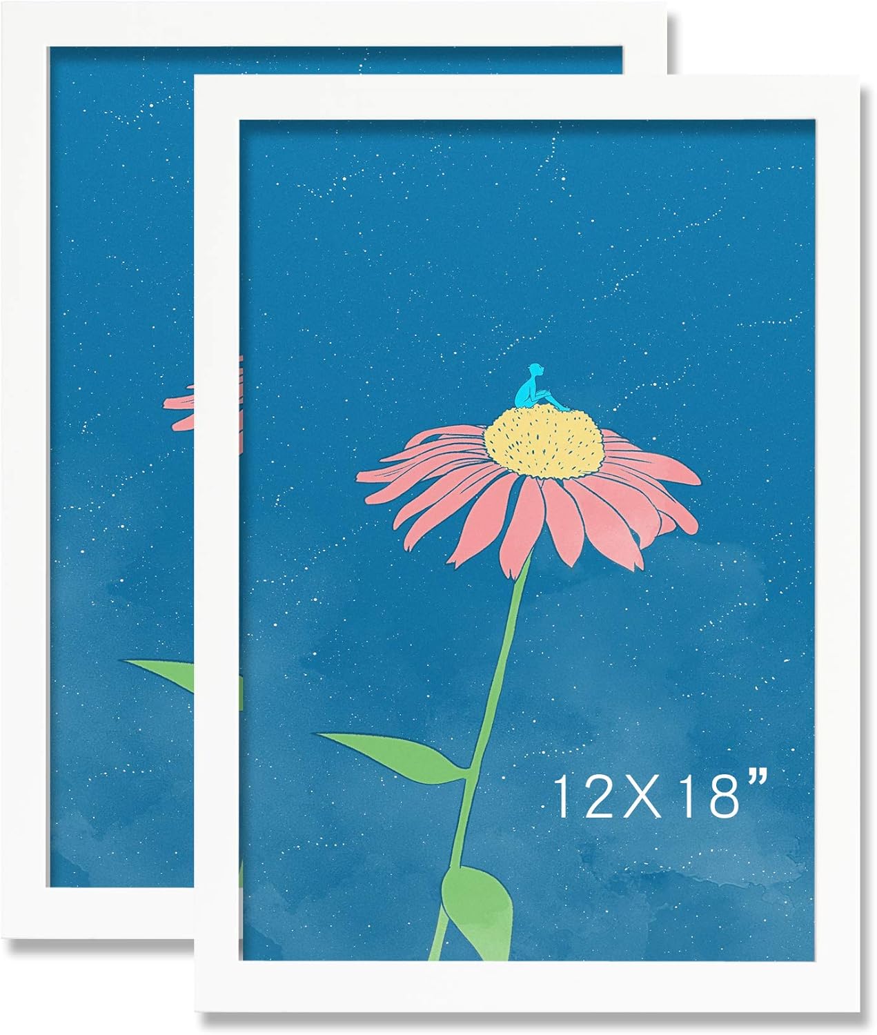 KAOIKO 12x18 Frame White 2 Pack Solid Wood 18x12 Picture