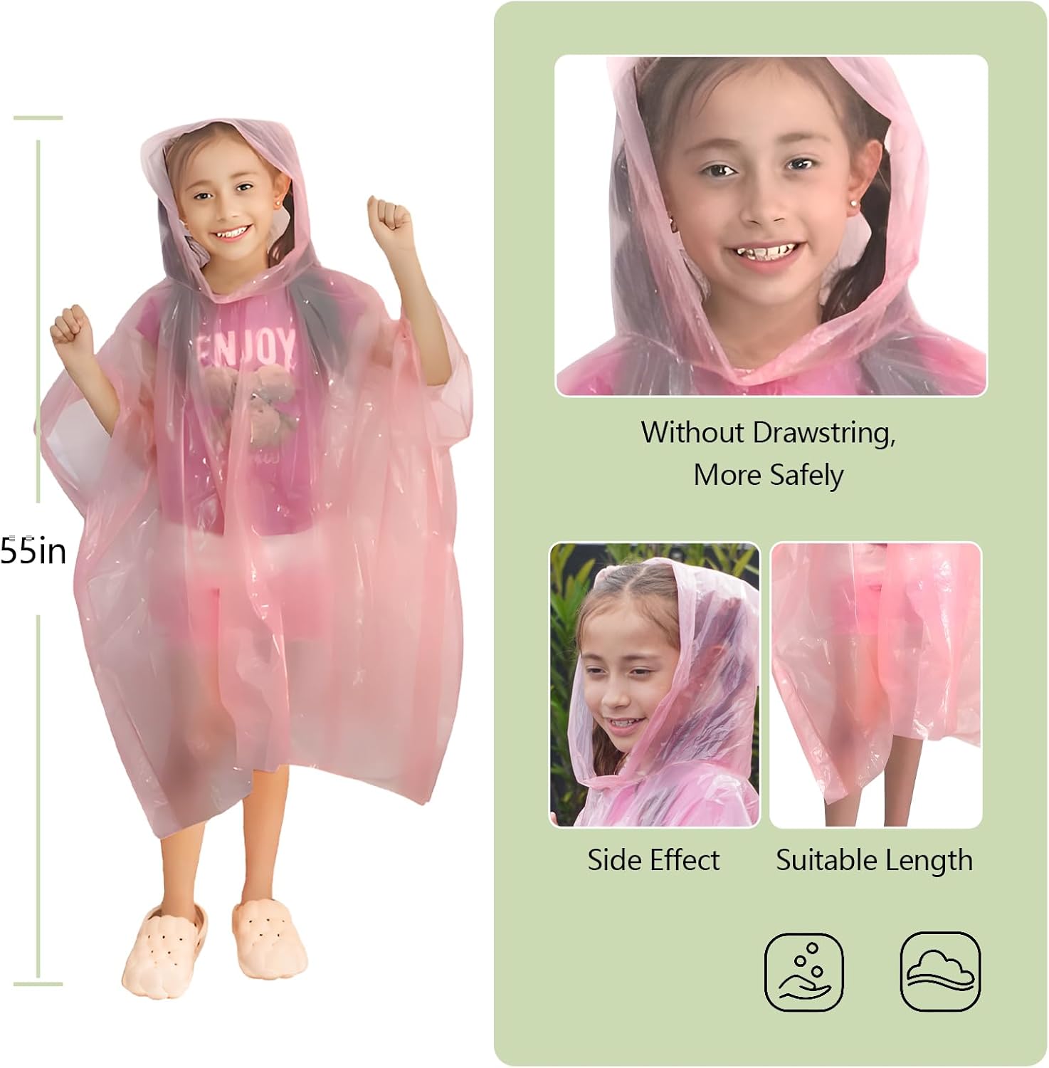 Emergency Disposable Rain Ponchos Family Pack, Rainwear for Adults & Kid-Portable for School Trips and Outdoor Events