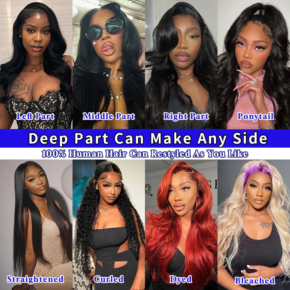 13x6 HD Lace Front Wigs Human Hair 200 Density Body Wave Lace Frontal Wigs Human Hair Pre Plucked Natural Hairline 13x6 Glueless Wigs Human Hair 28 Inch