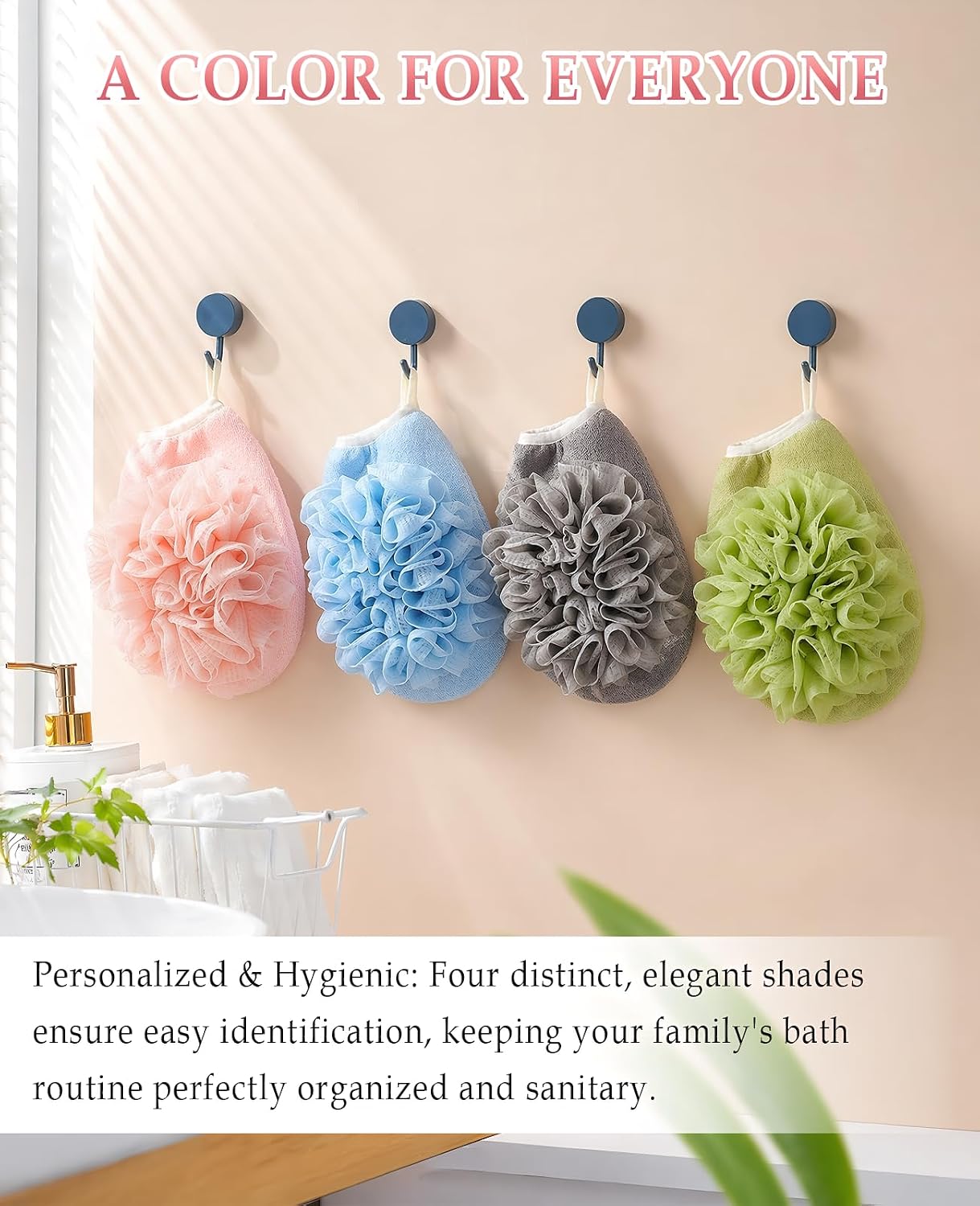 4-Pack Travel Loofah, Mini Exfoliating Bath Shower Sponge for Women & Men, Lightweight Washable Mesh Body Scrub Gloves
