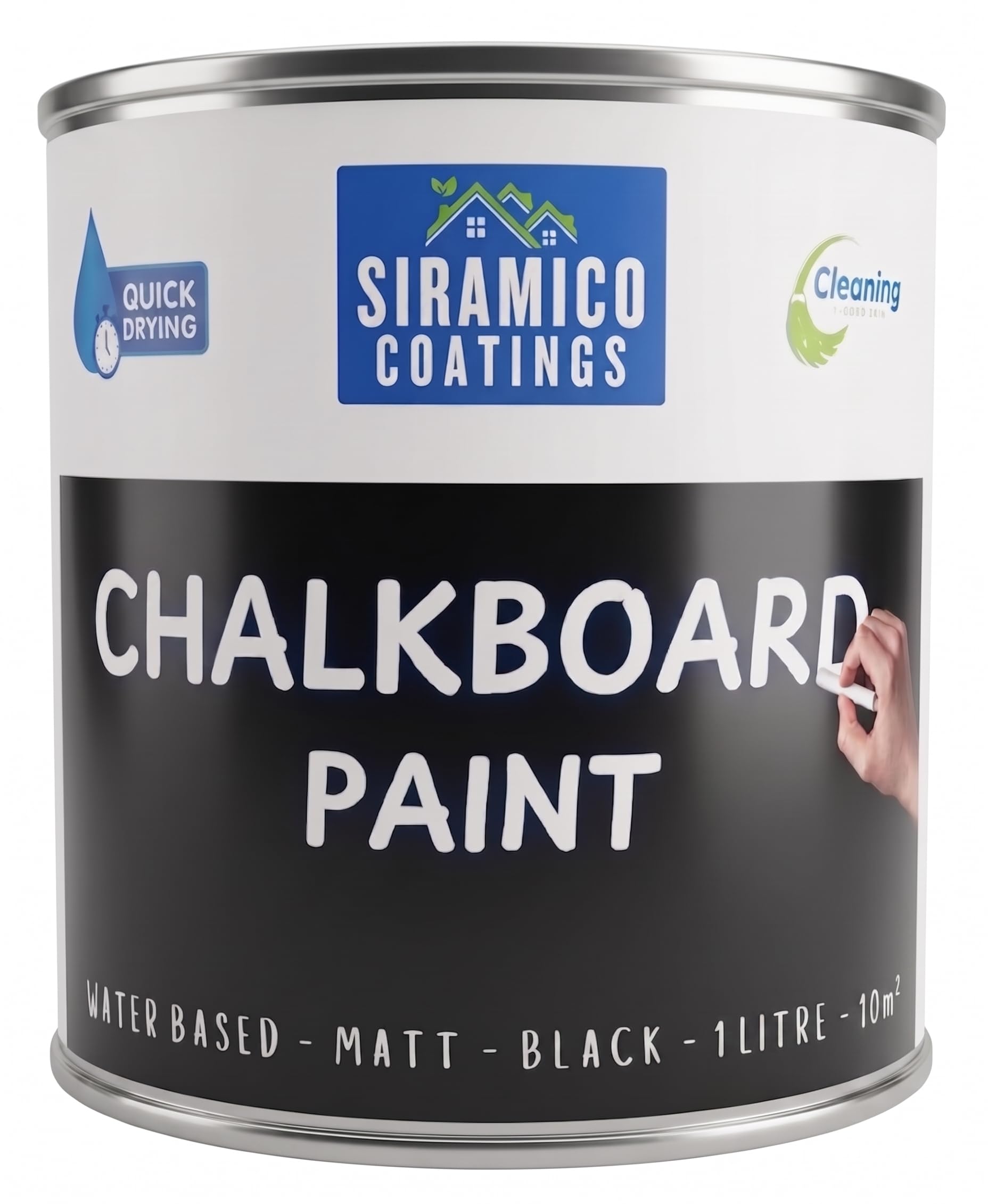 Siramico Coatings Black Chalkboard Paint | 1 Litre - | Water-Based, Non-Toxic, Low Odour Indoor And Outdoor Paint
