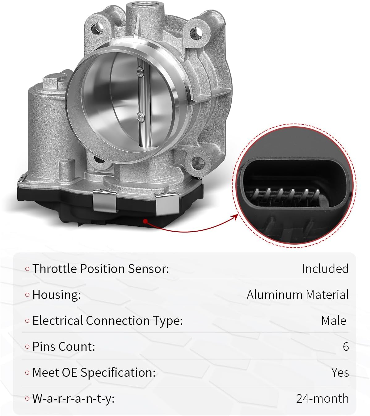 for:-Chevy Equinox Electronic Throttle Body for:-Chevy Equinox 2012-2017, Impala 2014, Malibu 2013-2014, for:-GMC 2012-2017 Terrain for:-Buick Lacrosse Regal Verano, 6 Pin OE# 12669146 12670834