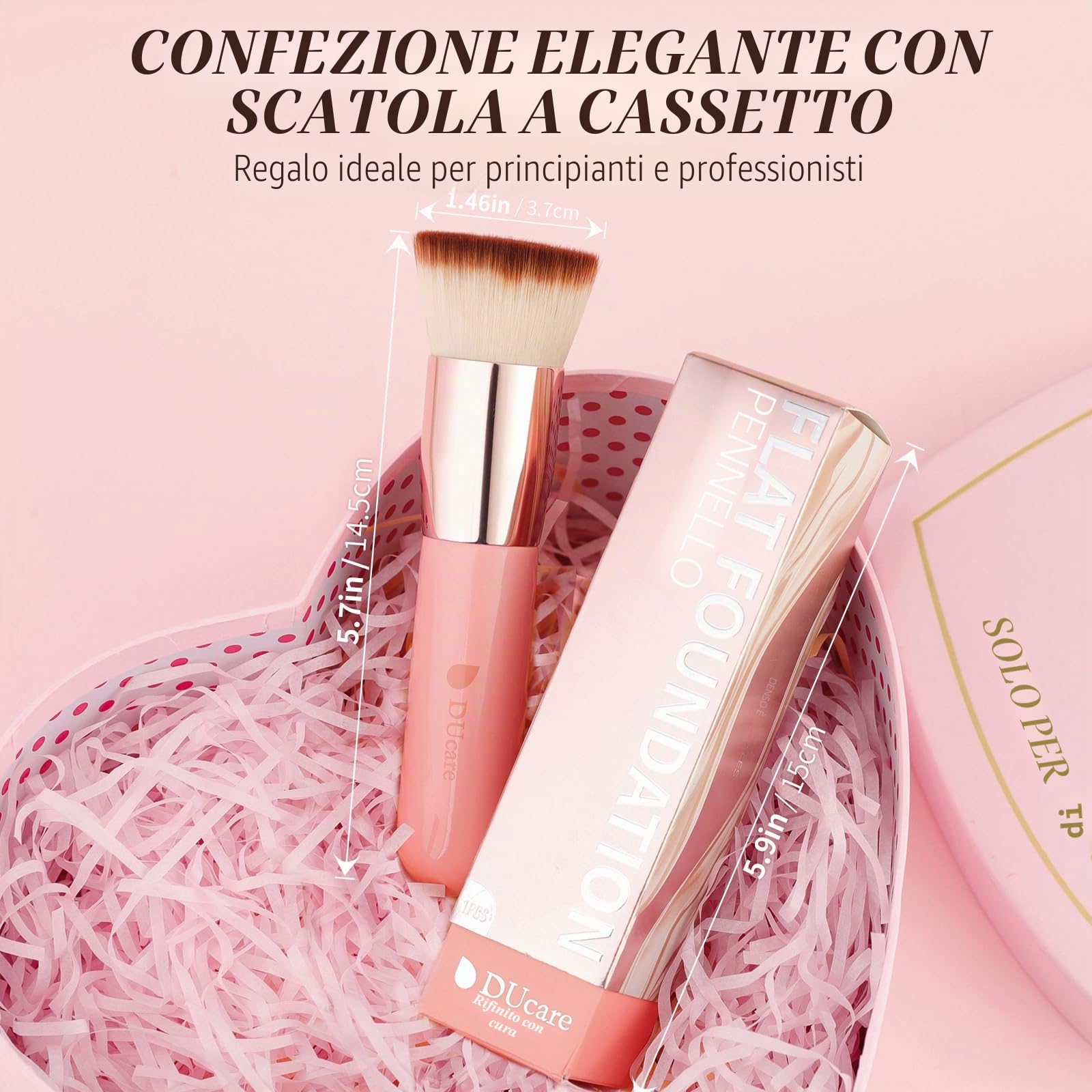 DUcare Pennello Fondotinta Flat Top Pennelli Make Up Kabuki per Fondotinta Liquido per Lucidatura, Puntini, Correttore