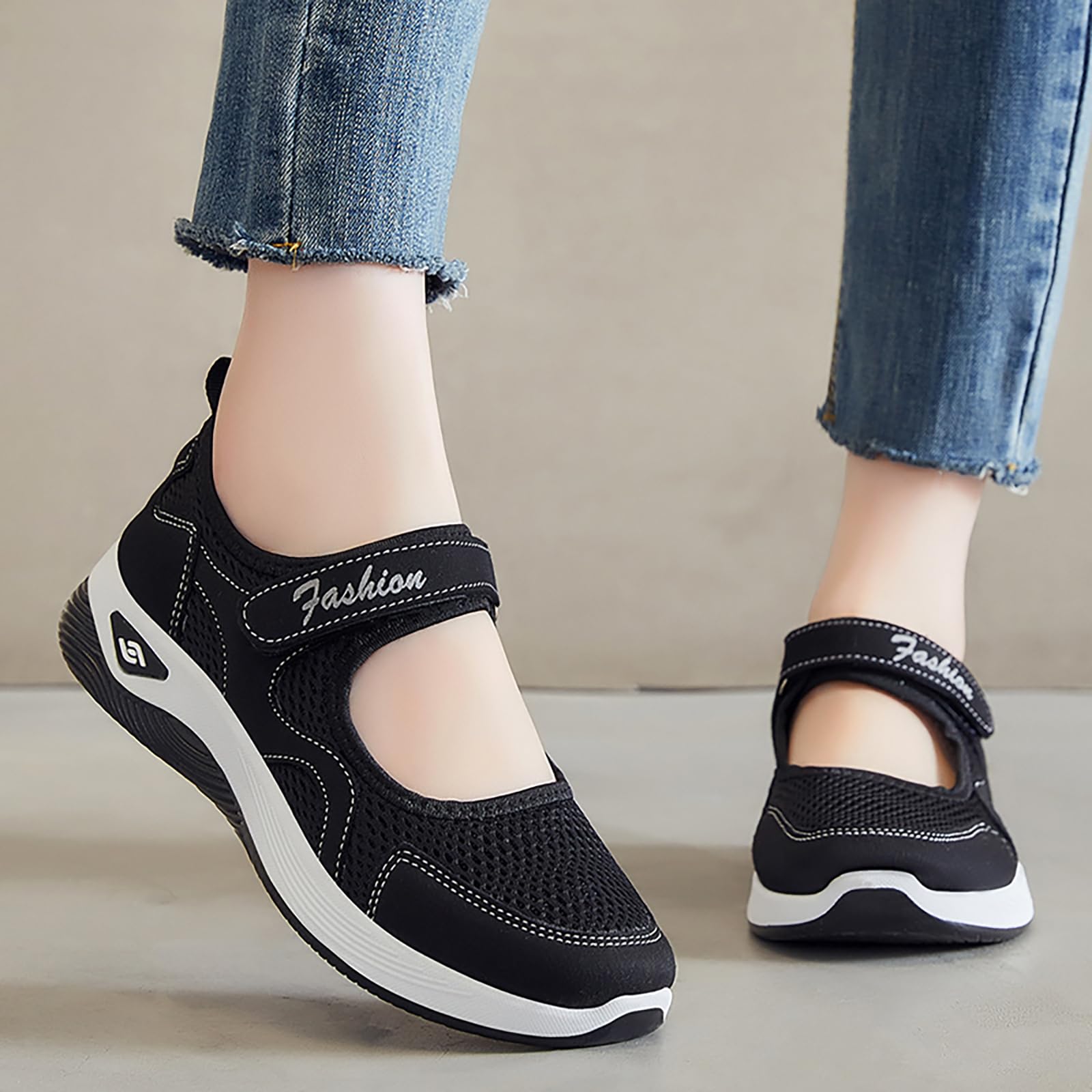 Orthopädische Schuhe Damen Slip On Walking Orthopedic Diabetic Walking Shoes Freizeit Mesh Atmungsaktiv Sandals