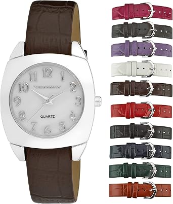 Vernier Womens Silver Case Mother of Pearl Dial 10 Strap Interchangeable Watch Set VNR666572