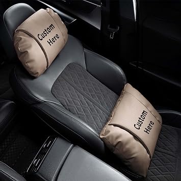 Custom Leather Headrest & Back Cushion Set, Neck Support Pillow for Cars, Ergonomic Travel Pillow for Driving, Office Chair, and Home Comfort, Stylish & Easy to Clean