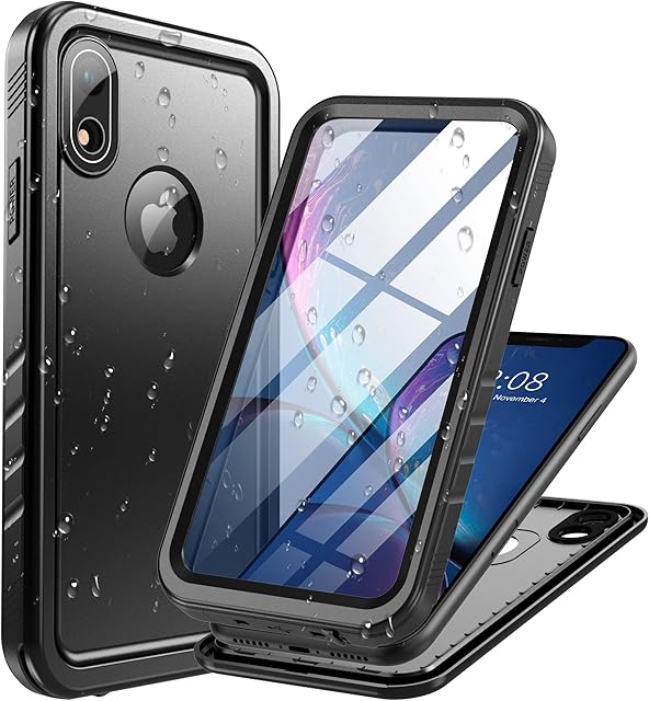 Cozycase for iPhone XR Waterproof Shockproof Case with Screen/Camera Protector - Unbreakable/Heavy Duty/Front and Back Cover360 Full Body Protective Underwater Dustproof Antishock Hard Bumper Black