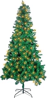 6ft Pre-lit Artificial Christmas Tree with Lights 300 LED Christmas Tree 850 Tips- Detachable Fake Christmas Tree with Met...