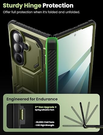 i-Blason for Galaxy Z Fold 7 Case with Stand & Glass Protector, Green