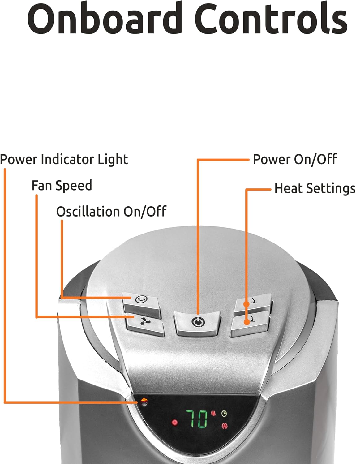 Oscillating Ceramic Tower Space Heater with Adjustable Thermostat, Dual Heat & Fan Only Settings, Stay Cool Housing, Safety Tip Over Switch, and Oveheat Protection, MG-KPT-2000