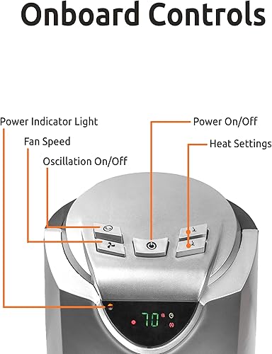 Miniatura 3 de Calentador de espacio oscilante de cerámica con termostato ajustable, doble configuración de calor y ventilador, carcasa para mantenerse fresco,