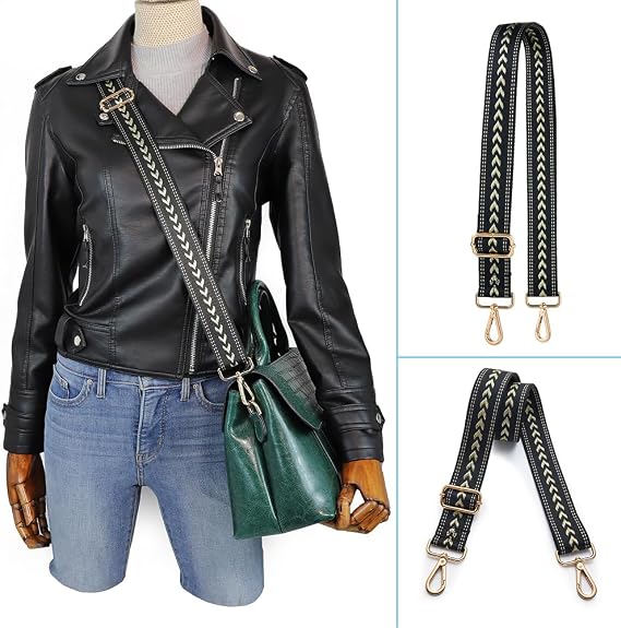 Kolti Purse Strap Replacement Crossbody Handbag Stripe Wide Adjustable, Gold Buckle-04