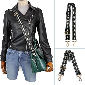 Kolti Purse Strap Replacement Crossbody Handbag Stripe Wide Adjustable, Gold Buckle-04