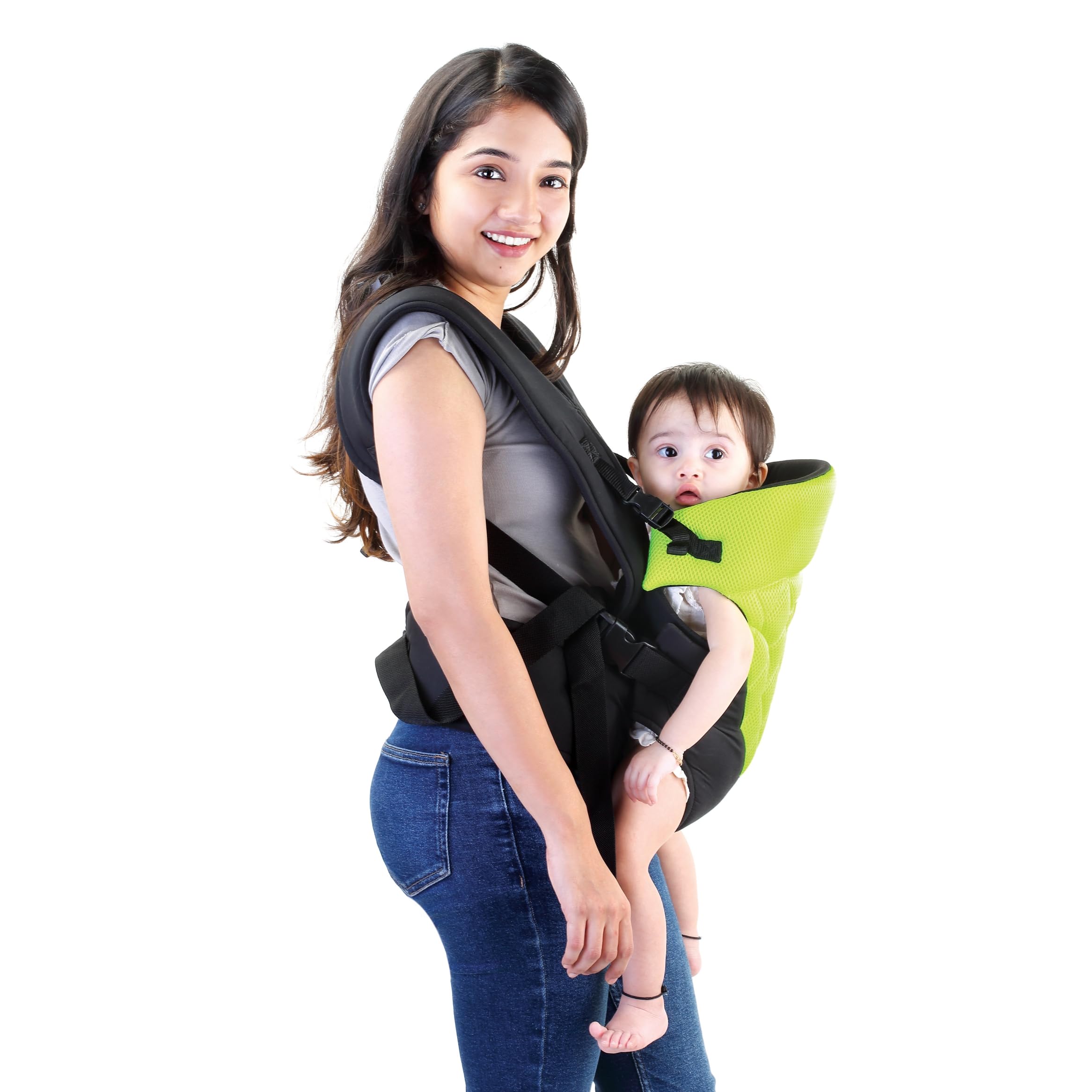 BeeBaby Omni Breathe Lightweight Adjustable 3 in 1 Carry Positions Breathable Air Mesh Baby Carrier or Baby Sling with Airflow (3.5-12 kgs, 0 to 2 Years Babies) (Green)-image-40