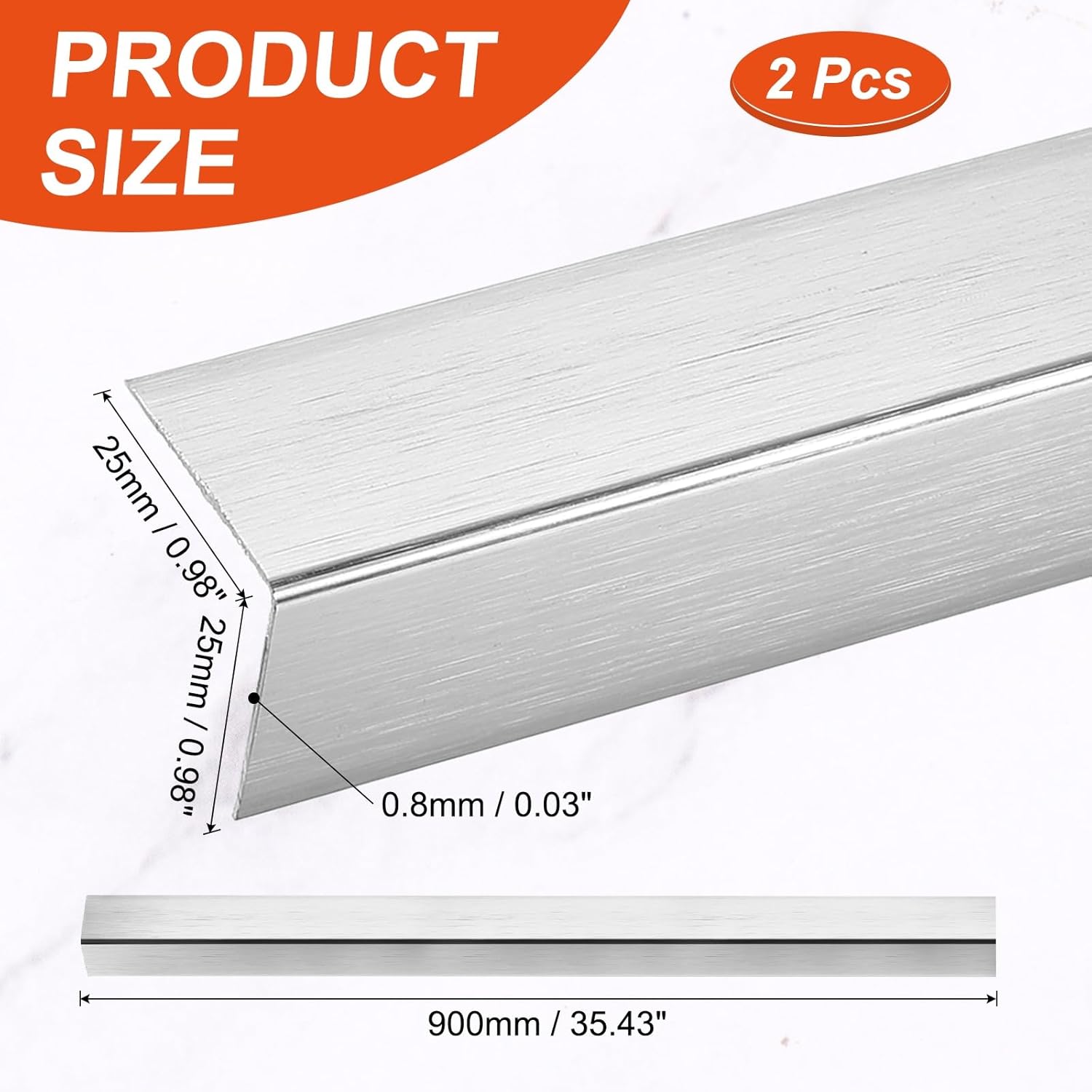 uxcell 2pcs Wall Corner Protector Guards, 35" x 1" Peel and Stick Aluminum Corner Protectors L-Shaped Molding Trim for Wall Edge Decoration, Brushed Silver