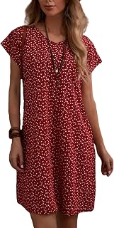 Summer Dresses for Women V Neck, Floral Spring Summer Sundress with Flutter Sleeves Casual Beach Dress