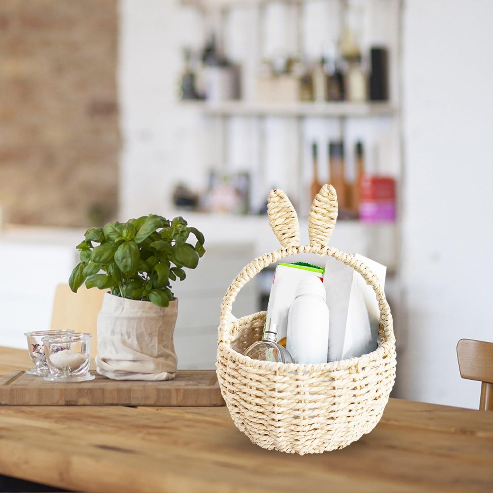 Weidenkorb Mit Henkel Kinder, Osterkörbchen Osterkörbe Hase Mit Ohren Zum BefüLlen, Ostern Körbchen Korb Geflochten Rund Geflochtener Korb OsterköRbchen Henkelkorb Geflochten, Ostereiersuche Küche, Haushalt & Wohnen