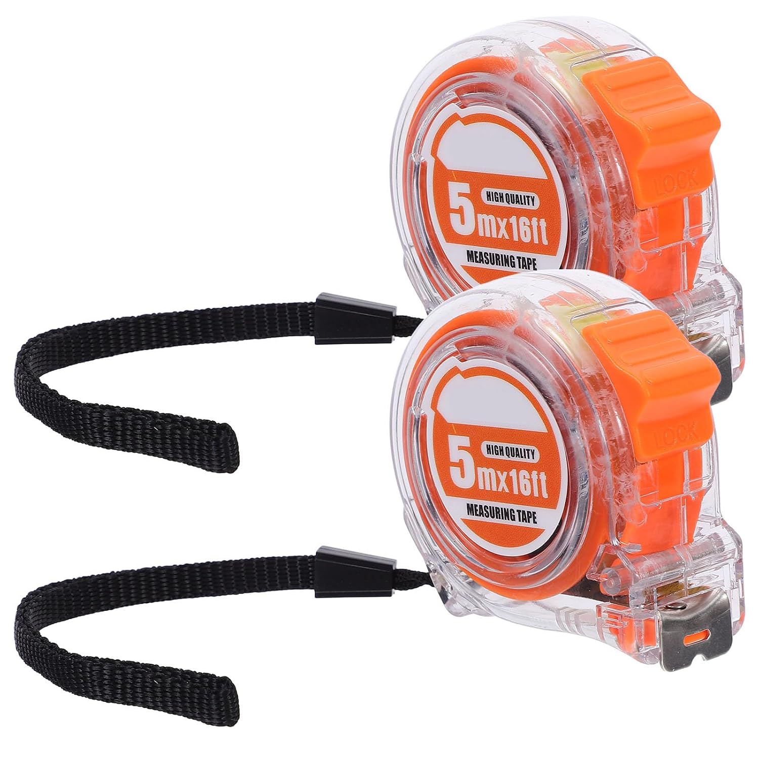 Tape Reel Metric Retractable Compact Imperial 2pcs 5m Measure Pocket | Orange Finish, Stainless Steel and Plastic Build, Crafts Design Office Travel