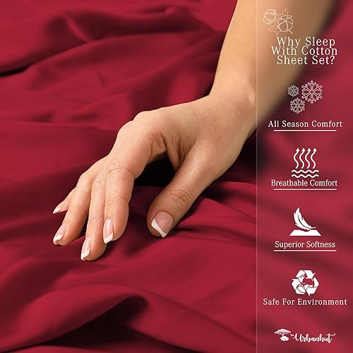 Miniatura 6 de URBANHUT Juego de sábanas de 800 hilos, 100 % algodón puro, suave y transpirable, de fibra larga similar al algodón egipcio, juego de sábanas de 3