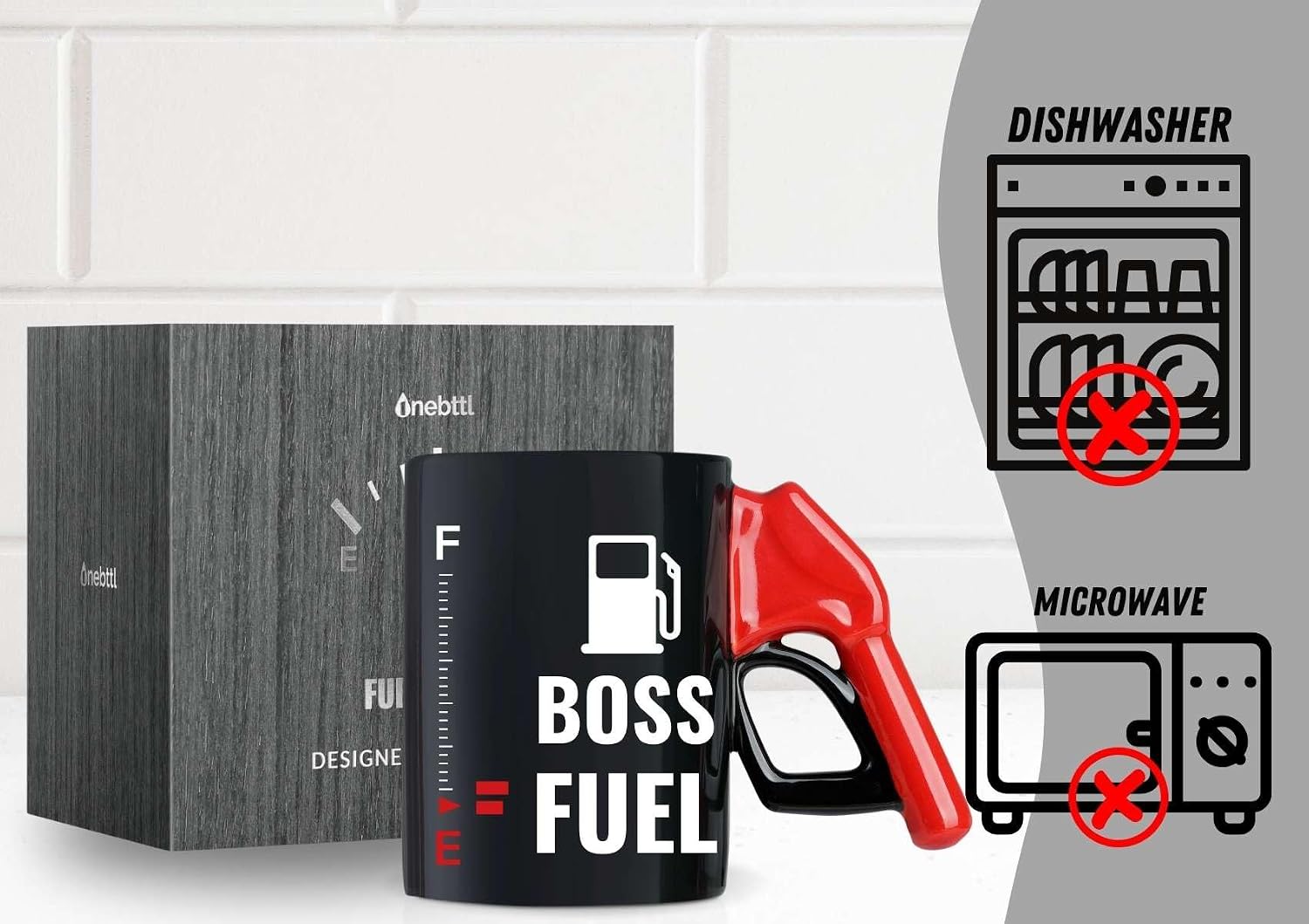 Onebttl Boss Gifts, Fuel Heat Sensitive Magic Coffee Mug with Fueling Nozzle Handle, 13.5oz/400ml Funny Ceramic Mug for Boss Day, Christmas
