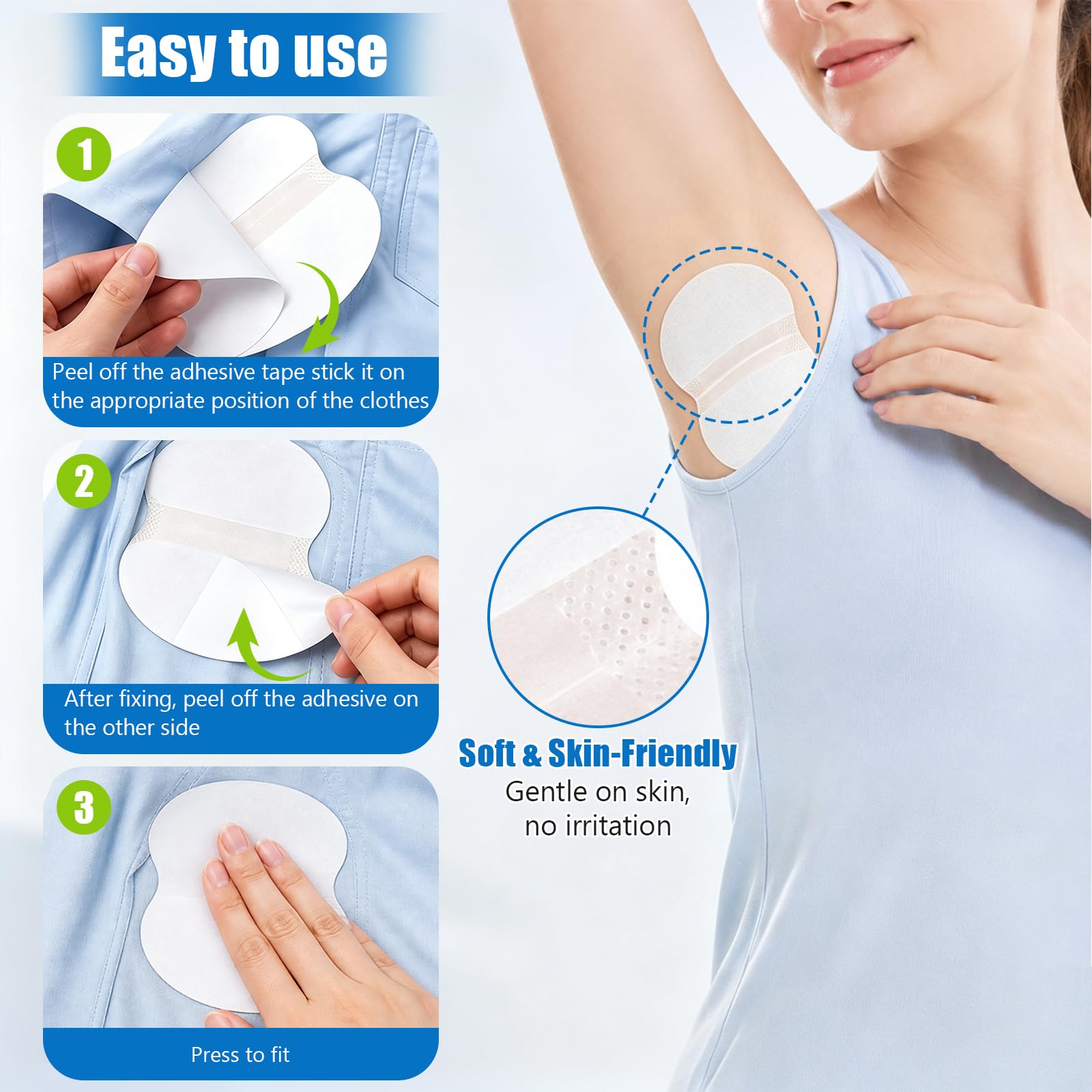 80 Piezas Almohadillas Sudor Axilas, Hombres y Mujeres Almohadillas Protectoras para el Sudor, Para Absorción y Reducir Olores, Parches Invisibles Cómodos