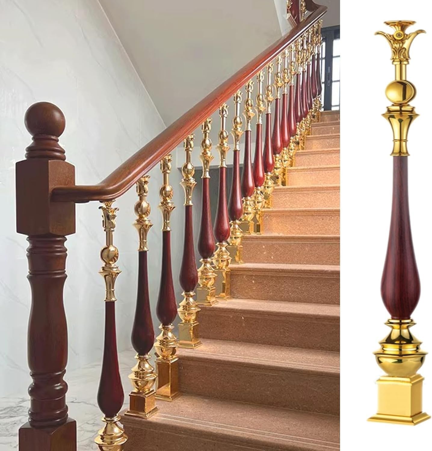 Postes decorativos de barandilla Rosso para escaleras seguras en terrazas de exterior