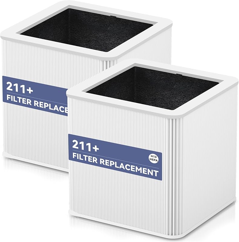 （2 Pack）211+ Auto Replacement Filter Compatible with Blue Pure 211+ Air Purifier,2-in-1 H13 True Filter with Activated Carbon Filter